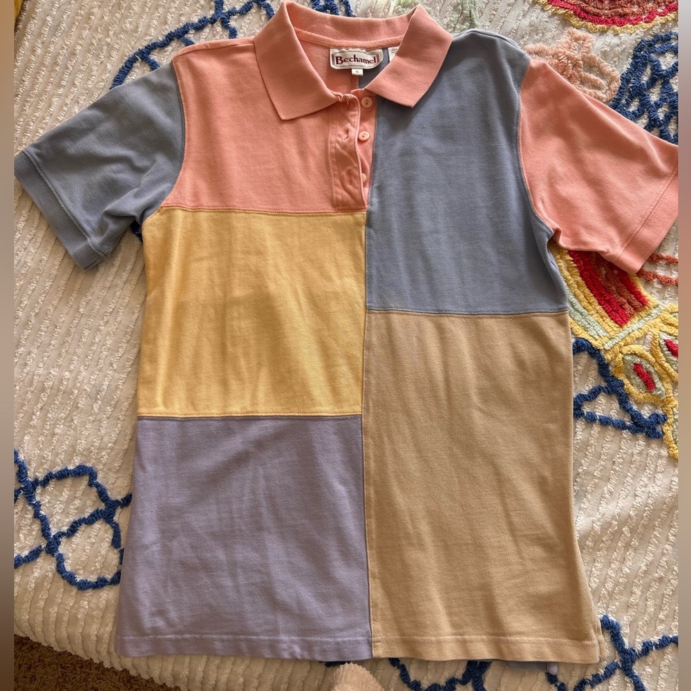 pastel colorblock polo 🍑🩵 | Ecliectoc Grandpa tennis core